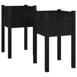 Garden Planters 2 pcs Black 40x40x70 cm Solid Pinewood
