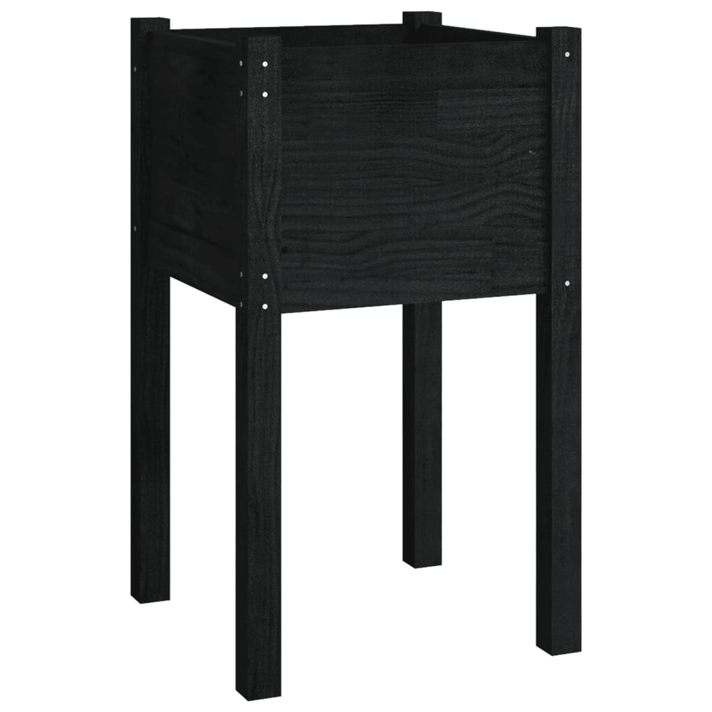 Garden Planters 2 pcs Black 40x40x70 cm Solid Pinewood