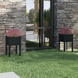 Garden Planters 2 pcs Black 40x40x70 cm Solid Pinewood