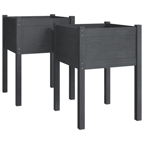 Garden Planters 2 pcs Grey 50x50x70 cm Solid Pinewood