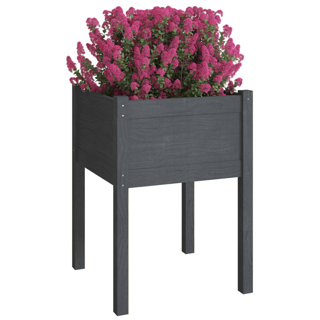 Garden Planters 2 pcs Grey 50x50x70 cm Solid Pinewood