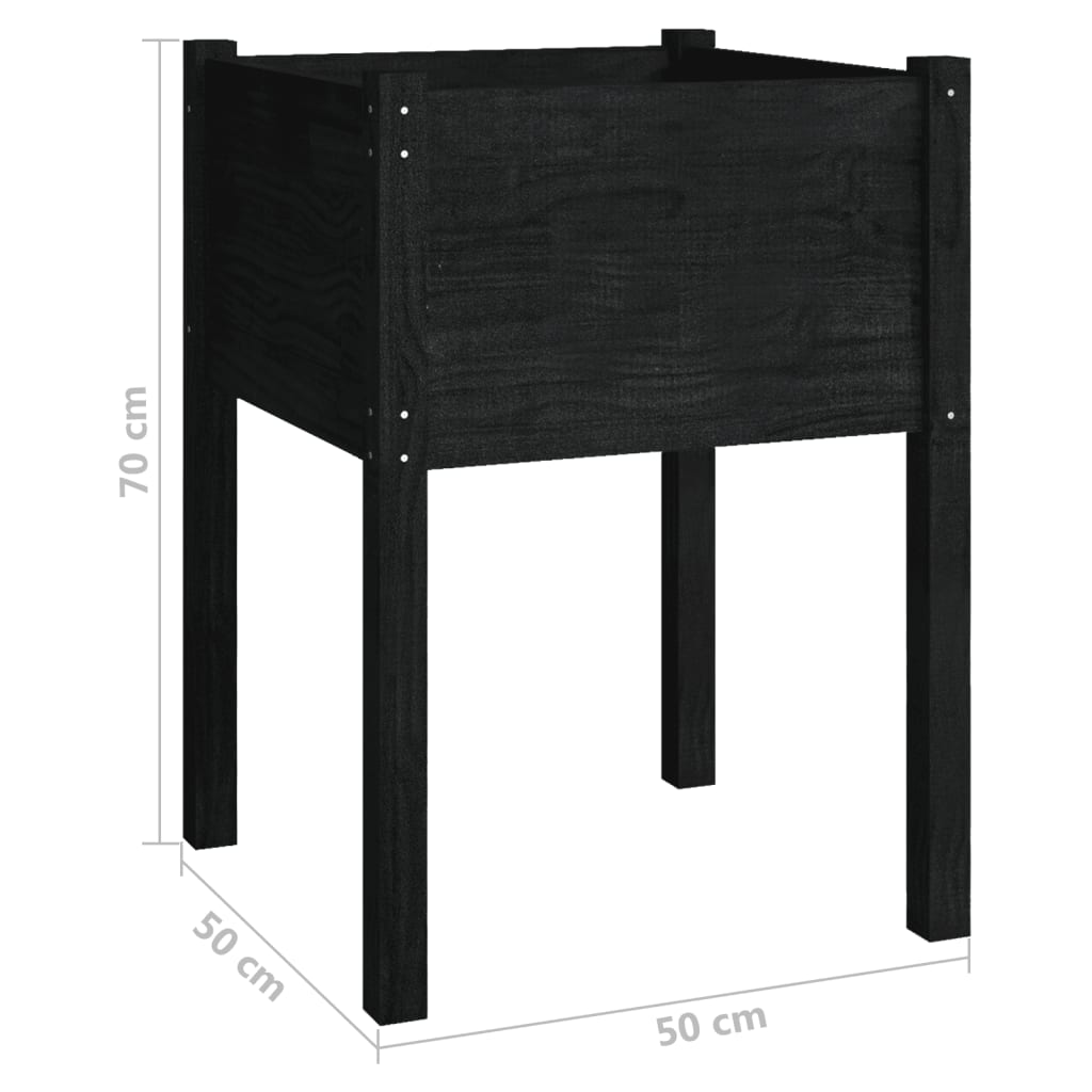 Garden Planter Black 50x50x70 cm Solid Pinewood