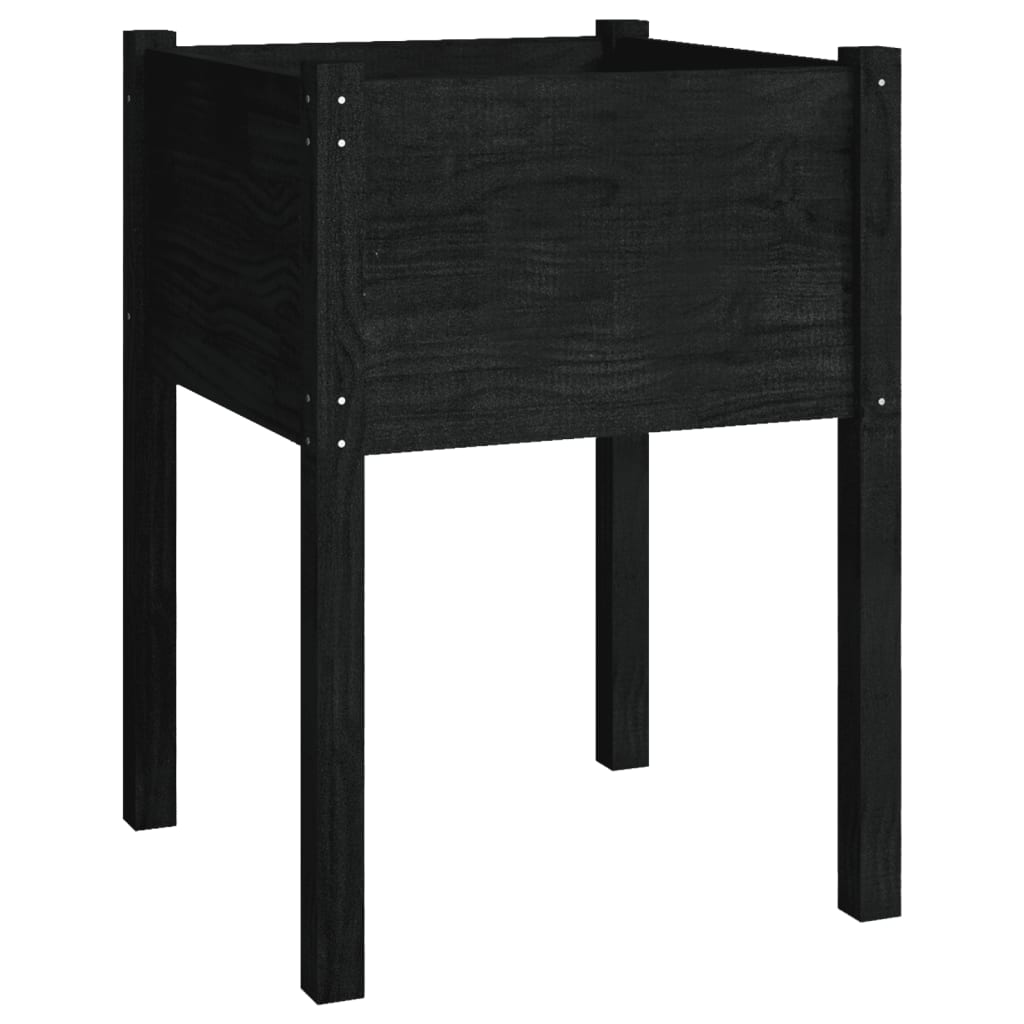 Garden Planters 2 pcs Black 50x50x70 cm Solid Pinewood