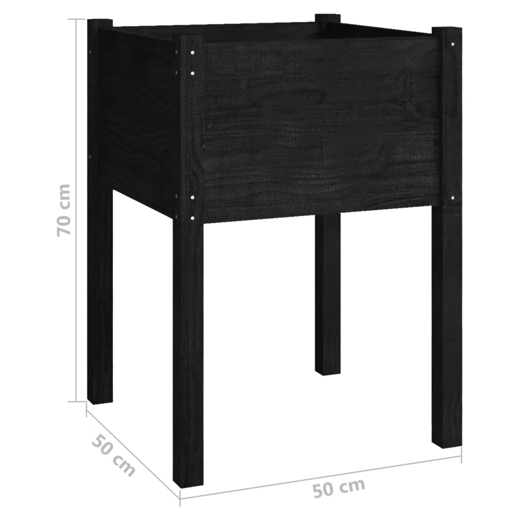 Garden Planters 2 pcs Black 50x50x70 cm Solid Pinewood