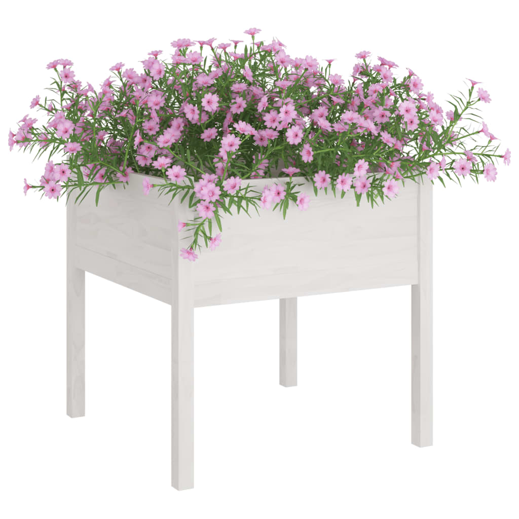 Garden Planter White 70x70x70 cm Solid Pinewood