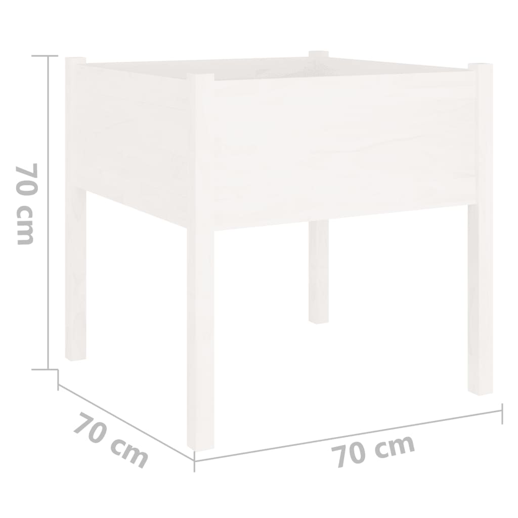 Garden Planter White 70x70x70 cm Solid Pinewood