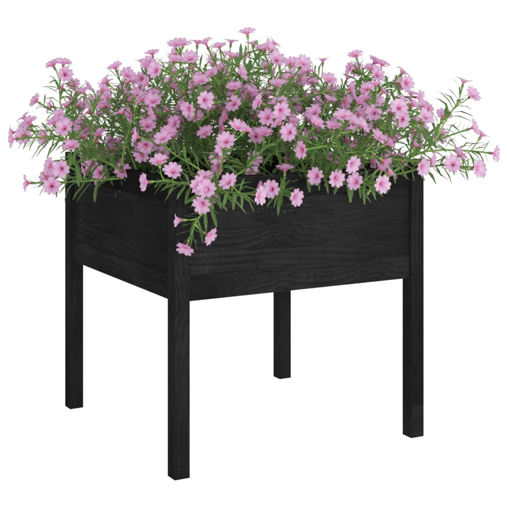 Garden Planter Black 70x70x70 cm Solid Pinewood