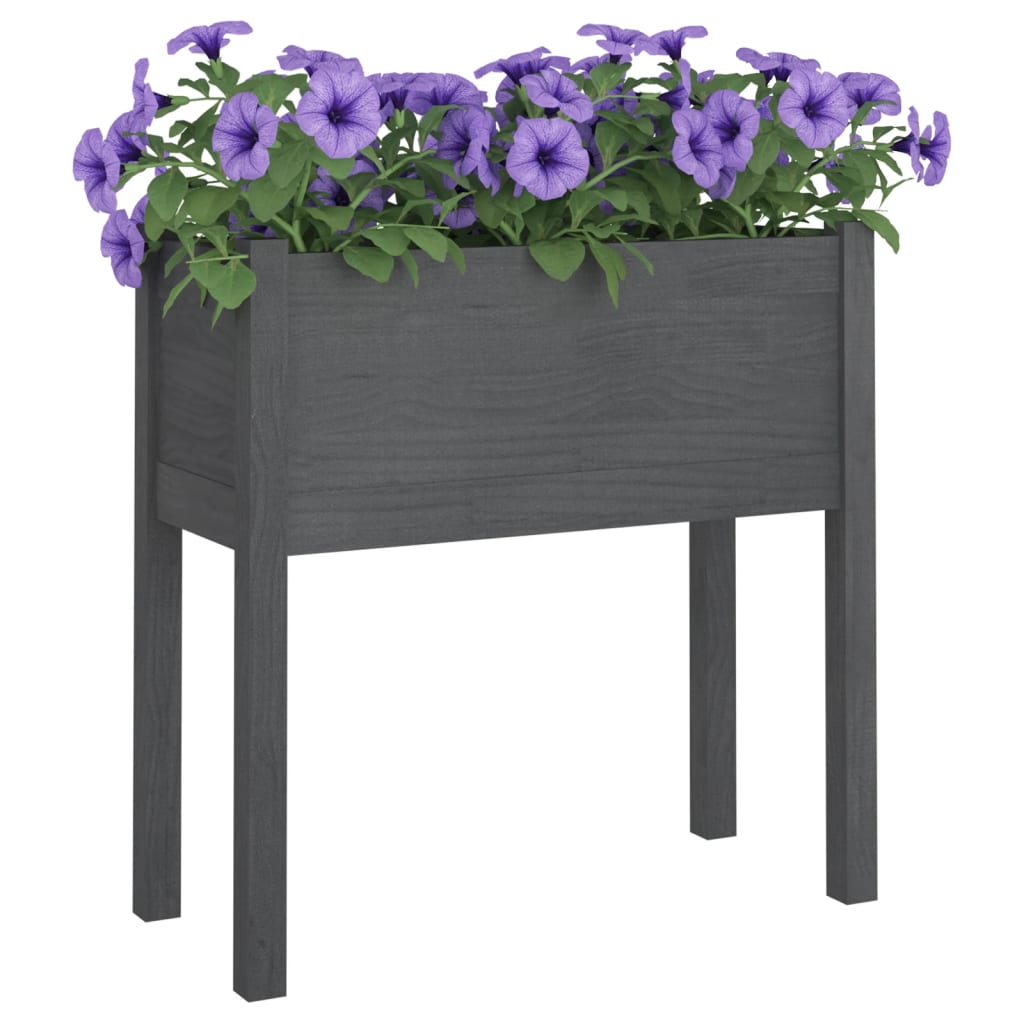 Garden Planter Grey 70x31x70 cm Solid Pinewood