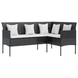 vidaXL L-shaped Couch Sofa with Cushions Poly Rattan Black