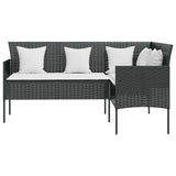 vidaXL L-shaped Couch Sofa with Cushions Poly Rattan Black