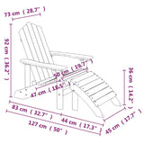 vidaXL Garden Adirondack Chair with Footstool HDPE White