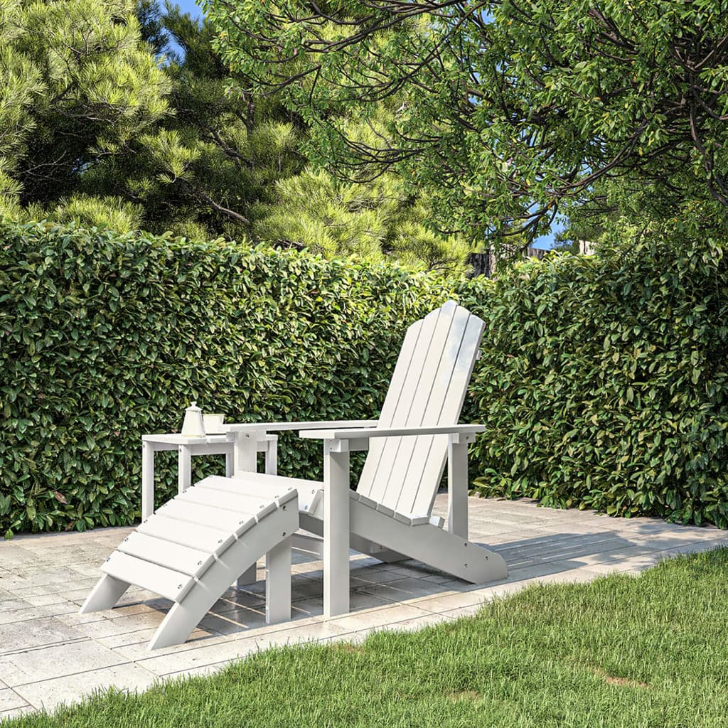 vidaXL Garden Adirondack Chair with Footstool HDPE White