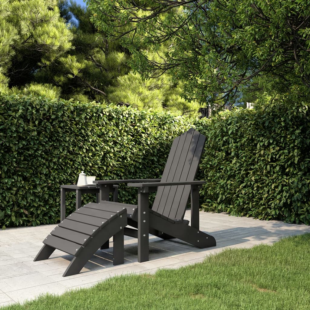 vidaXL Garden Adirondack Chair with Footstool HDPE Anthracite