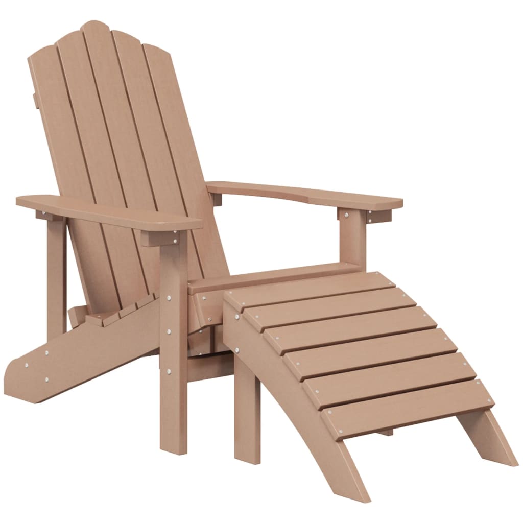 vidaXL Garden Adirondack Chair with Footstool HDPE Brown