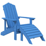 vidaXL Garden Adirondack Chair with Footstool HDPE Aqua Blue