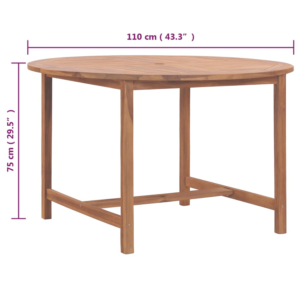 Garden Dining Table Ø110x75 cm Solid Wood Teak