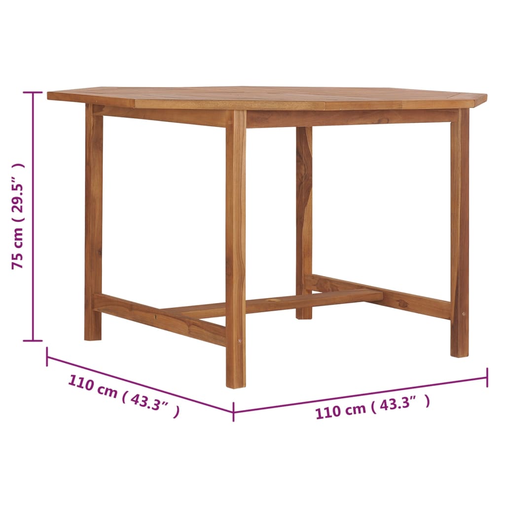 Garden Dining Table 110x110x75 cm Solid Wood Teak