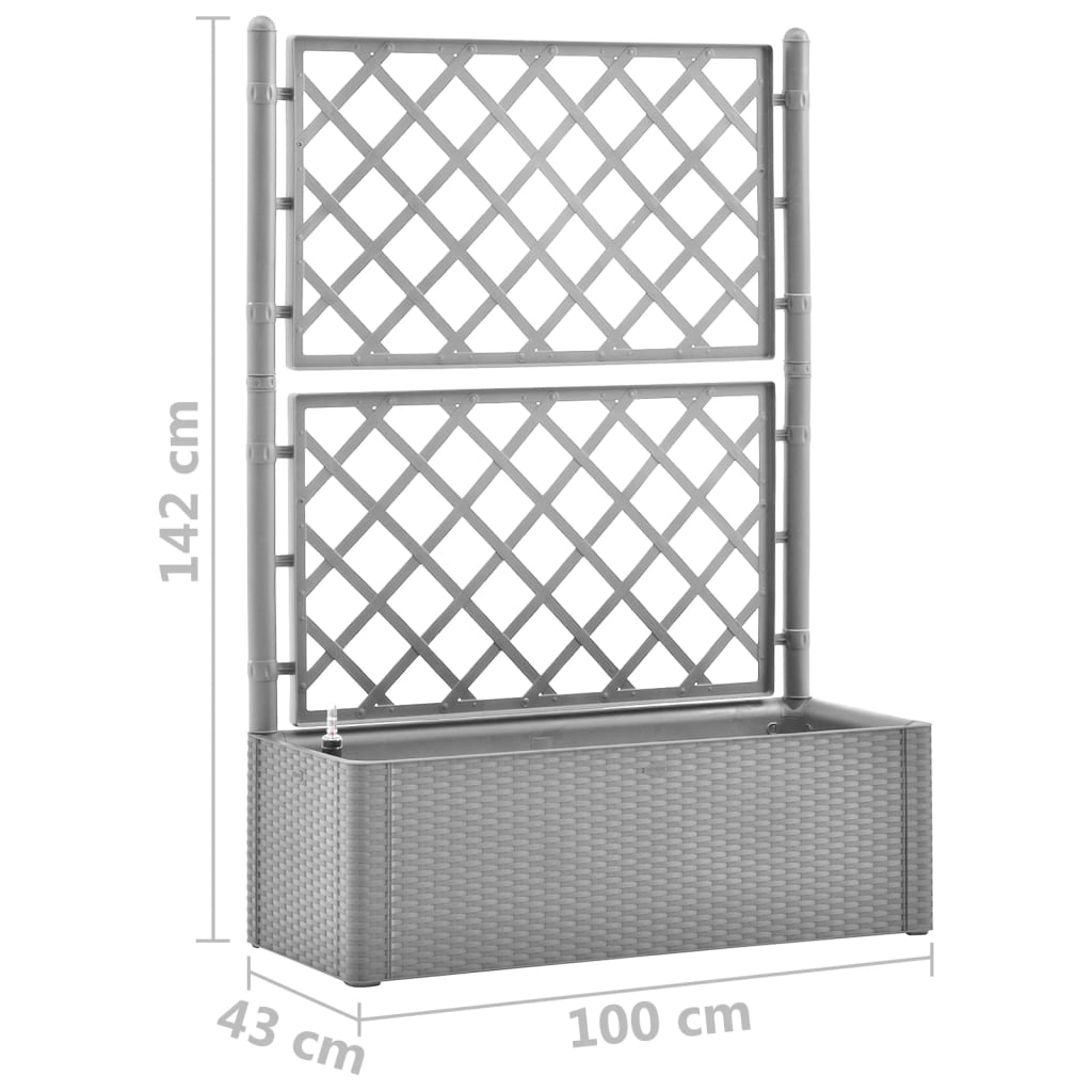 Garden Raised Bed with Trellis and Self Watering System Grey