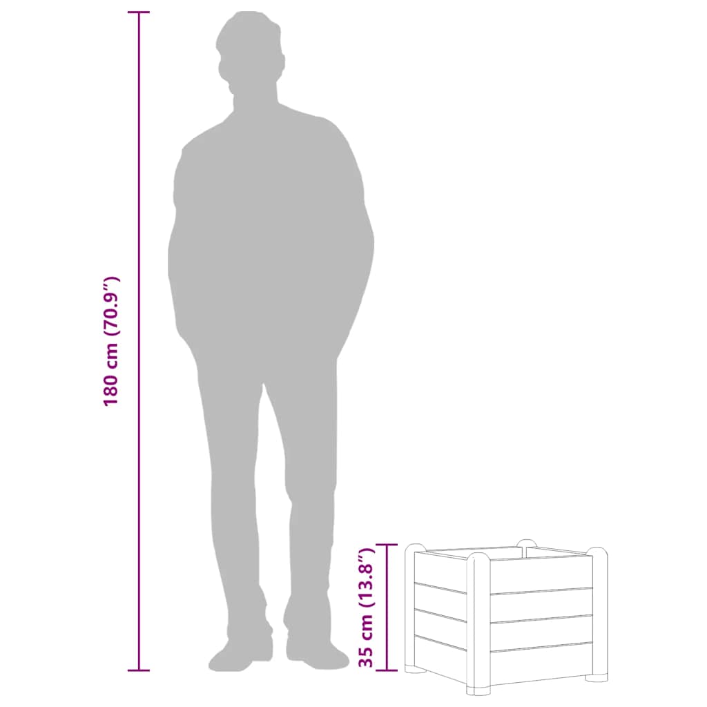 Garden Raised Bed PP Stone Grey 43x43x35 cm