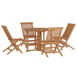 5 Piece Folding Outdoor Dining Set Solid Wood Teak