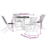 5 Piece Folding Outdoor Dining Set Solid Wood Teak