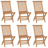 Folding Garden Chairs 6 pcs Solid Teak Wood