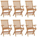 Folding Garden Chairs 6 pcs Solid Teak Wood