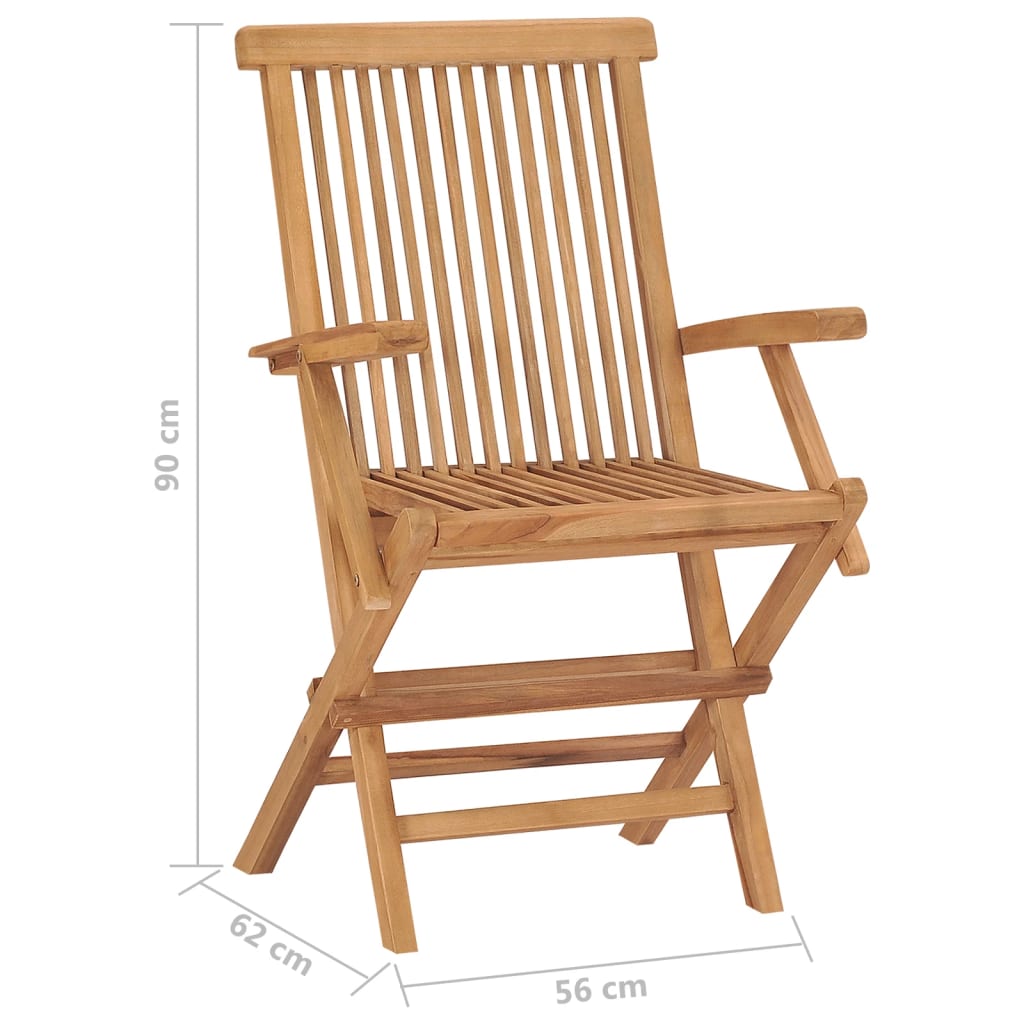 Folding Garden Chairs 6 pcs Solid Teak Wood