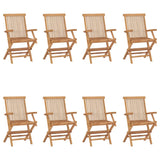 Folding Garden Chairs 8 pcs Solid Teak Wood