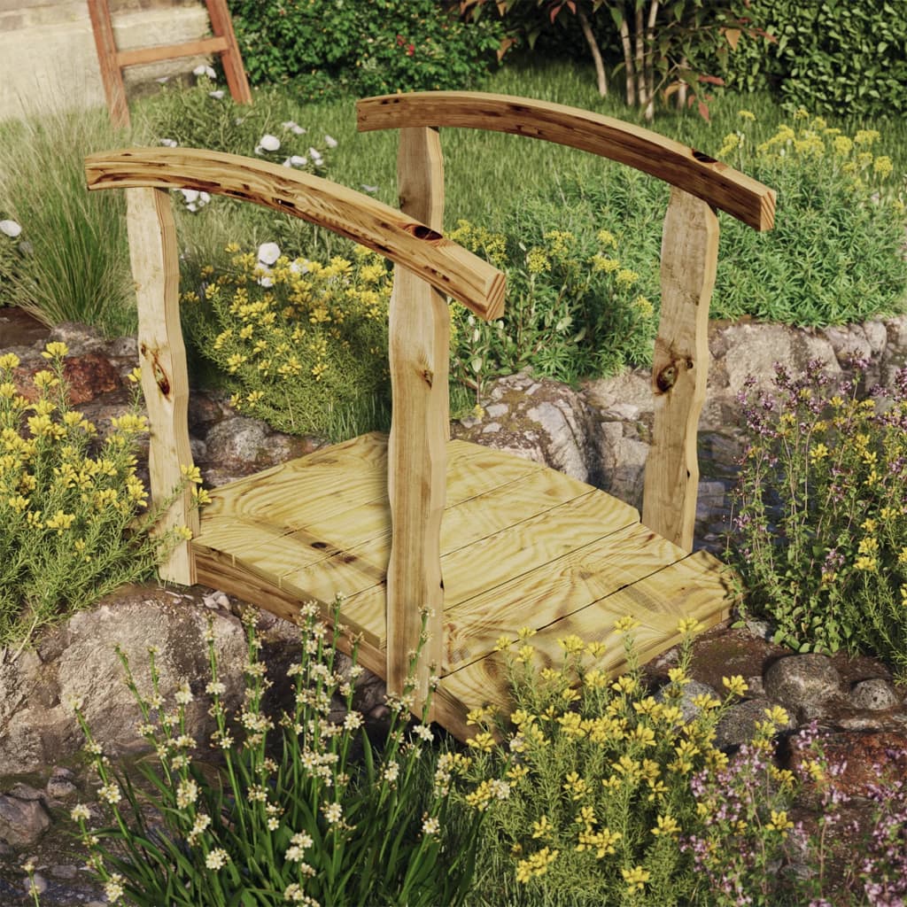 vidaXL Garden Bridge with Rail Impregnated Solid Wood Pine