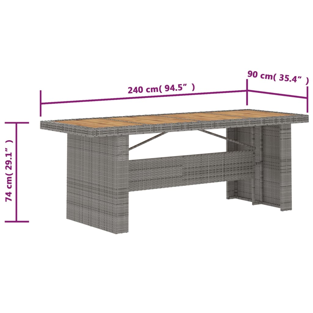 9 Piece Garden Dining Set with Cushions Grey Poly Rattan