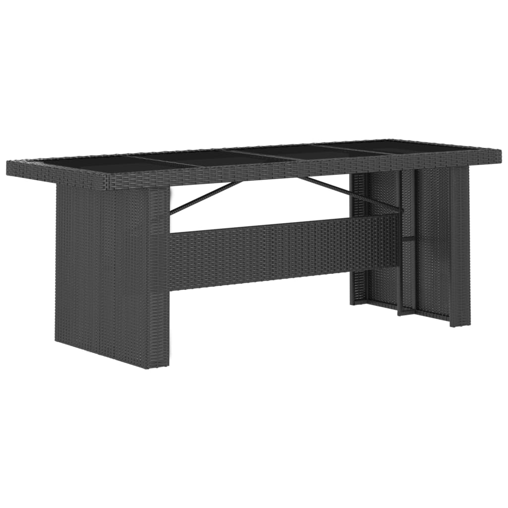 7 Piece Garden Dining Set with Cushions Black Poly Rattan