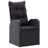 5 Piece Garden Dining Set with Cushions Black Poly Rattan