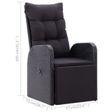 5 Piece Garden Dining Set with Cushions Black Poly Rattan