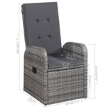 5 Piece Garden Dining Set with Cushions Grey Poly Rattan