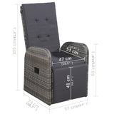 5 Piece Garden Dining Set with Cushions Grey Poly Rattan