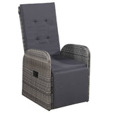 3 Piece Garden Dining Set with Cushions Grey Poly Rattan
