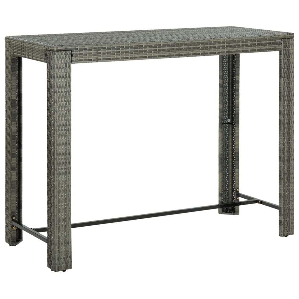 7 Piece Garden Bar Set with Cushions Poly Rattan Grey