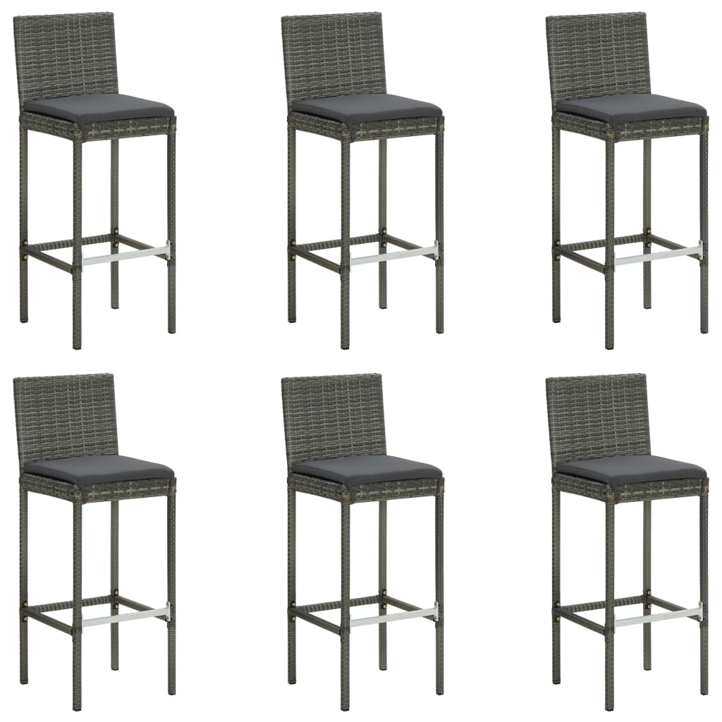 7 Piece Garden Bar Set with Cushions Poly Rattan Grey