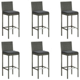 7 Piece Garden Bar Set with Cushions Poly Rattan Grey