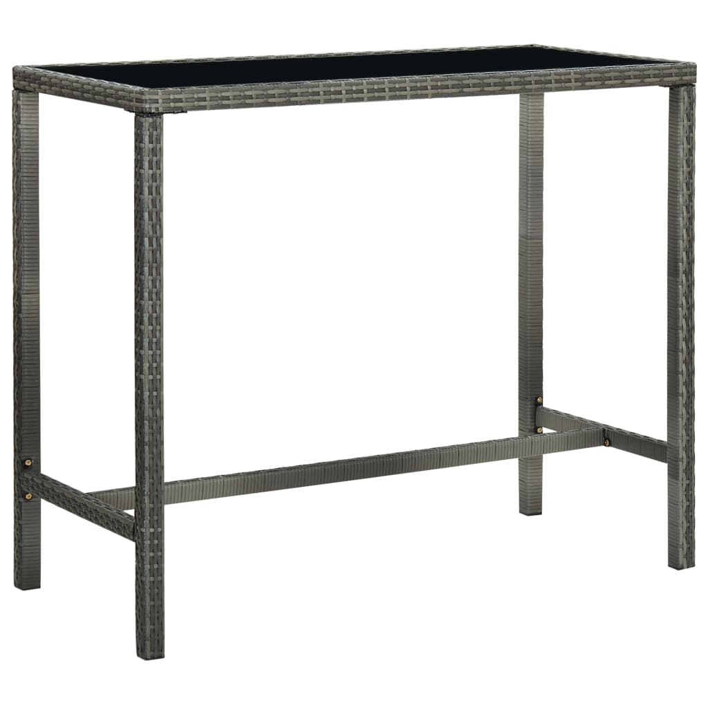 7 Piece Garden Bar Set with Cushions Poly Rattan Grey
