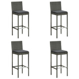 5 Piece Garden Bar Set with Cushions Poly Rattan Grey