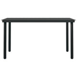 Garden Dining Table Black 140x70x74 cm Steel and Glass