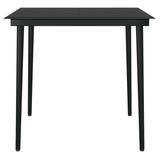 Garden Dining Table Black 80x80x74 cm Steel and Glass