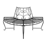 vidaXL Half Round Tree Bench Ã˜160 cm Black Steel