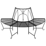 vidaXL Half Round Tree Bench Ø159 cm Black Steel