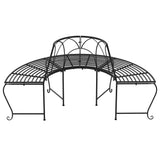 vidaXL Half Round Tree Bench Ø159 cm Black Steel