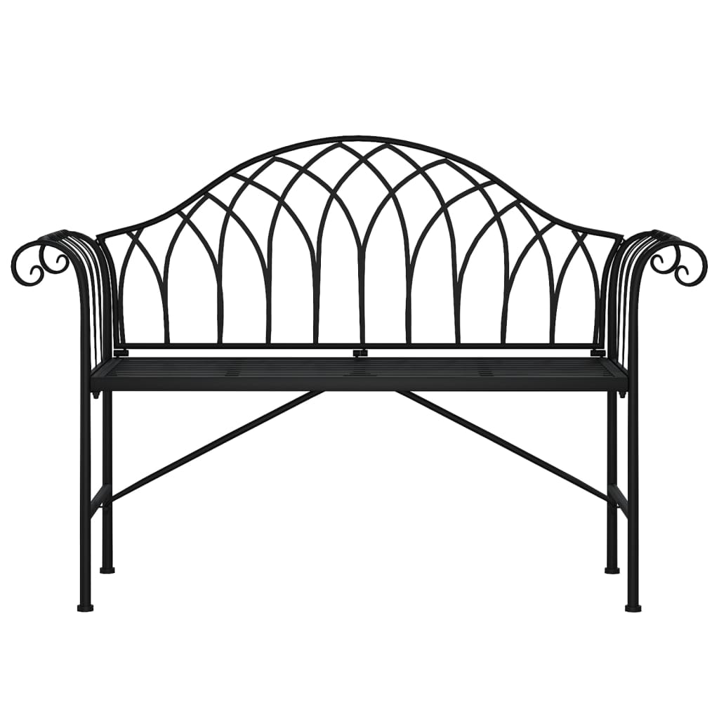 vidaXL 2-Seater Garden Bench 128 cm Black Steel