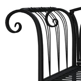 2-Seater Garden Bench 128 cm Black Steel