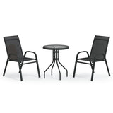 3 Piece Garden Bistro Set Black